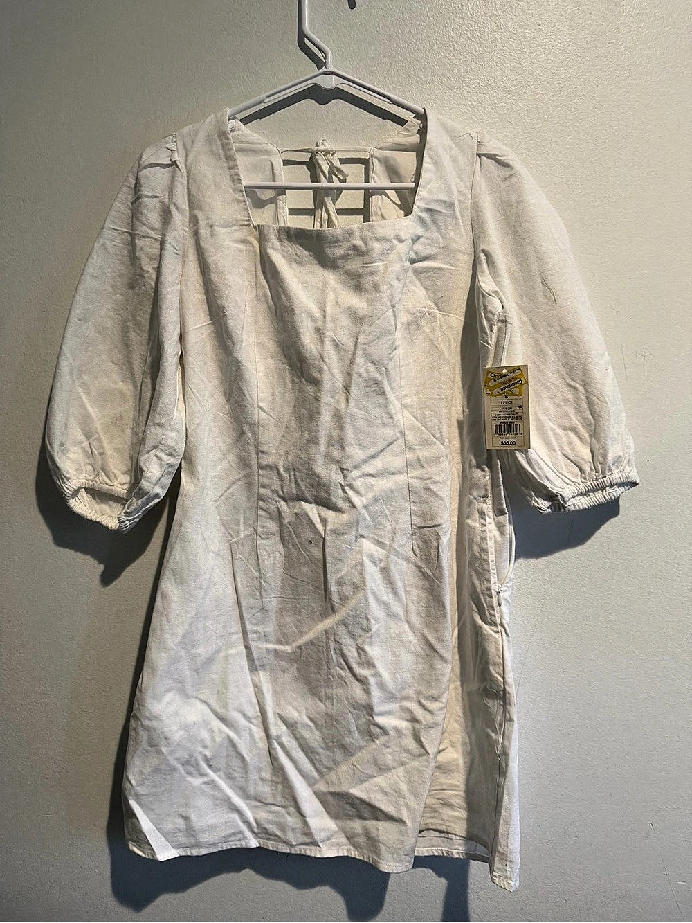 a new day Puff Short-Sleeve Mini Babydoll Dress White Small